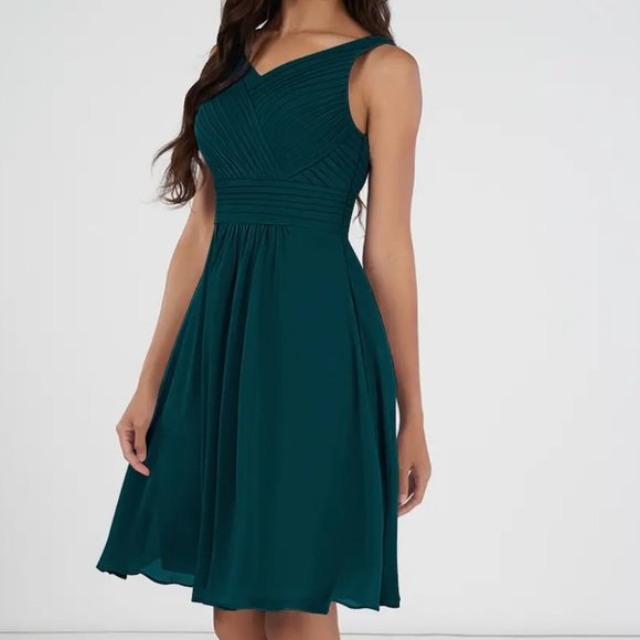 Azazie Grace Bridesmaids Dress - Pine - Picture 3 of 4